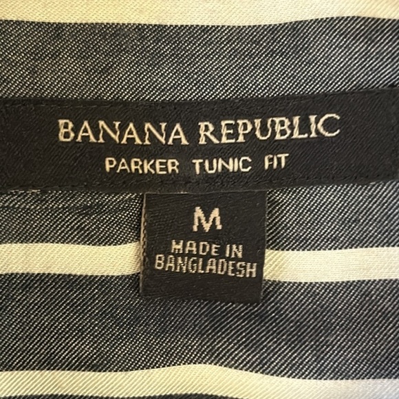 Banana Republic Striped Parker Tunic Fit Shirt Gray Button Up Long Sleeve Medium - Picture 5 of 10